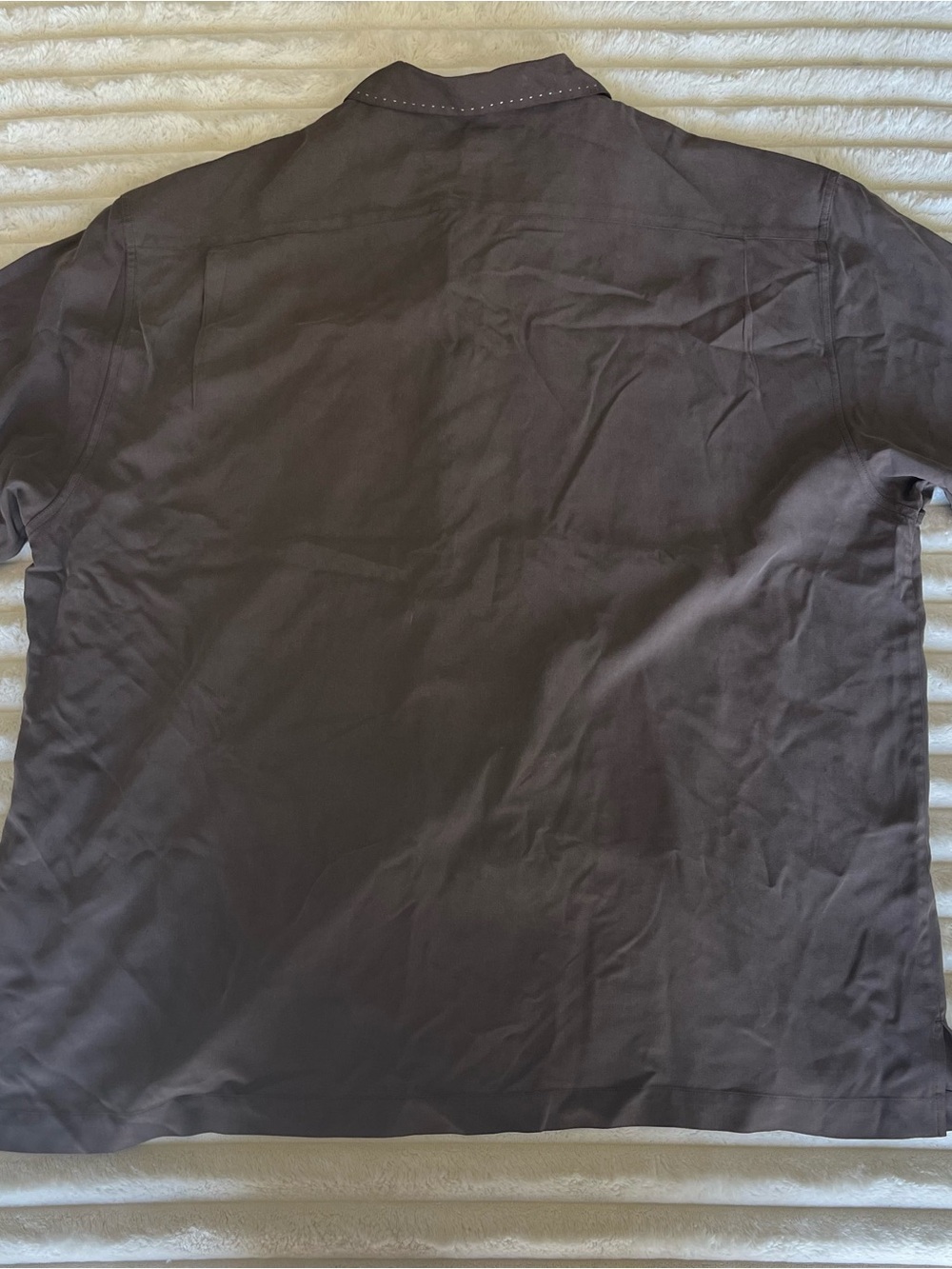 Nat Nast Brown Short-Sleeve Dress Shirt with Ivory and Black Stripe - Picture 5 of 6